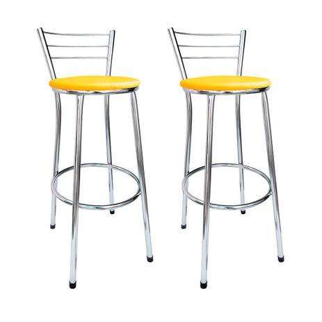 Kit 2 Banquetas Alta Cairo Cromada Assento Amarelo - Shopping bistro é boa?