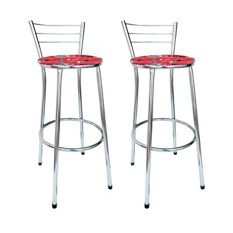 Kit 2 Banquetas Alta Cairo Cromada Assento Vermelho Rock - Shopping Bistro Menor preço em Kit 2 Banquetas Alta Cairo Cromada Assento Vermelho Rock - Shopping Bistro