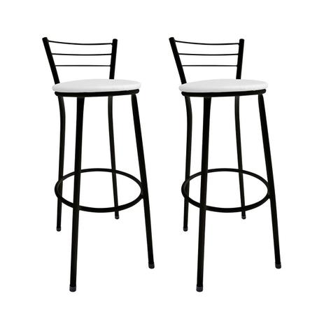 Kit 2 Banquetas Alta Cairo Preta Assento Branco - Shopping bistro Menor preço em Kit 2 Banquetas Alta Cairo Preta Assento Branco - Shopping bistro