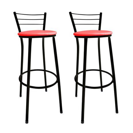 Kit 2 Banquetas Alta Cairo Preta Assento Vermelho - Shopping bistro Menor preço em Kit 2 Banquetas Alta Cairo Preta Assento Vermelho - Shopping bistro