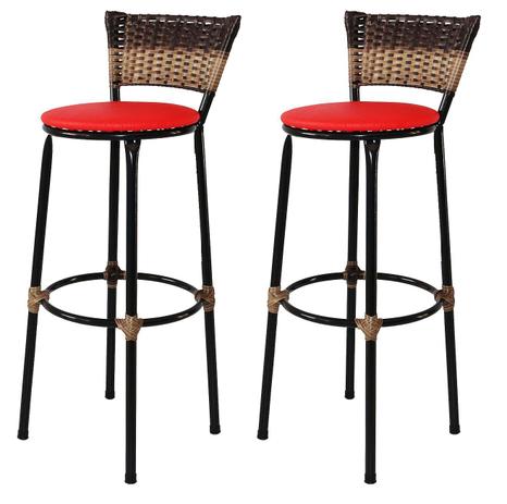 Kit 2 Banquetas Bistrô Aço Junco Sintético Duas Cores Assento Vermelho - Za moveis é boa?