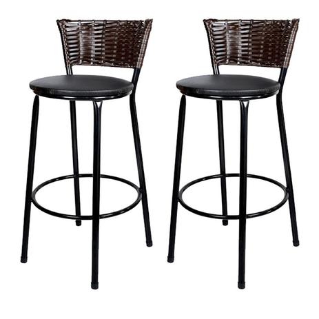 Kit 2 Banquetas Bistro Hawaii Rattan Junco Cafe Epoxi e Assento Preto - Decore fácil shop Menor preço em Kit 2 Banquetas Bistro Hawaii Rattan Junco Cafe Epoxi e Assento Preto - Decore fácil shop