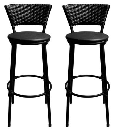 Kit 2 Banquetas Cuba Cozinha Bar Cuba Rattan Café Assento Preto - Za moveis é boa?