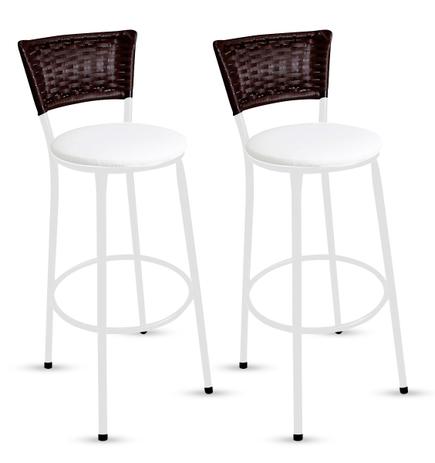 Kit 2 Banquetas Hawaii Bistrô Encosto Junco Marrom Pintura Epóxi Aço Branca Assento Branco - Metal flex é boa?