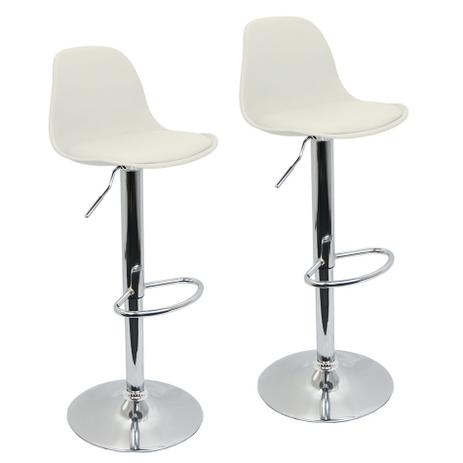 Kit 2 Banquetas Joly Luisa Eames Saarinen Base Giratória Cromada Trato - Branca Menor preço em Kit 2 Banquetas Joly Luisa Eames Saarinen Base Giratória Cromada Trato - Branca