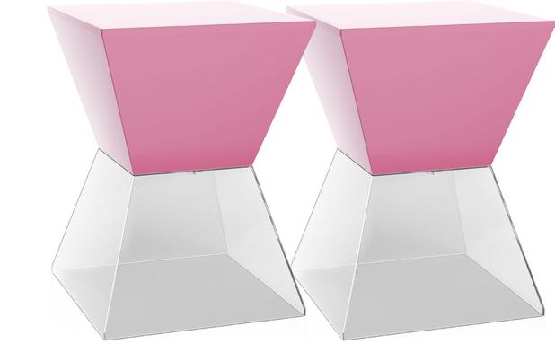 Kit 2 banquetas Nitro assento color base cristal rosa - Im in Menor preço em Kit 2 banquetas Nitro assento color base cristal rosa - Im in