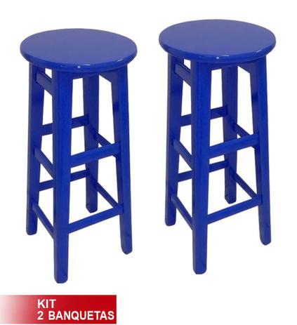 Kit 2 Banquetas Prisma Banco Alto Em Madeira Maciça Azul - Flex mesas e cadeiras Menor preço em Kit 2 Banquetas Prisma Banco Alto Em Madeira Maciça Azul - Flex mesas e cadeiras