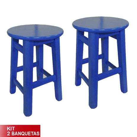 Kit 2 Banquetas Prisma Banco Baixo de Madeira Maciça Azul - Flex mesas e cadeiras Menor preço em Kit 2 Banquetas Prisma Banco Baixo de Madeira Maciça Azul - Flex mesas e cadeiras