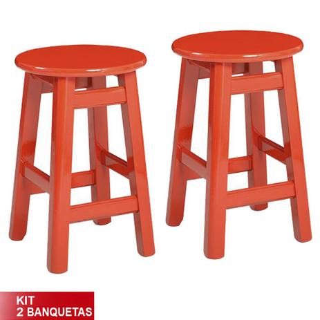 Kit 2 Banquetas Prisma Banco Baixo de Madeira Maciça Vermelho - Flex mesas e cadeiras Menor preço em Kit 2 Banquetas Prisma Banco Baixo de Madeira Maciça Vermelho - Flex mesas e cadeiras