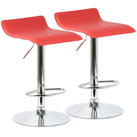 Kit 2 Banquetas Tóquio Vermelho em Recouro e base disco cromada - Moveis mgm Menor preço em Kit 2 Banquetas Tóquio Vermelho em Recouro e base disco cromada - Moveis mgm