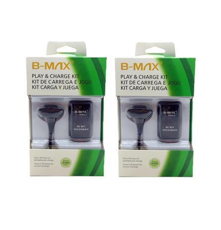 Kit 2 Baterias E 2 Cabos Carregadores para Xbox 360 B-max BM542 Menor preço em Kit 2 Baterias E 2 Cabos Carregadores para Xbox 360 B-max BM542