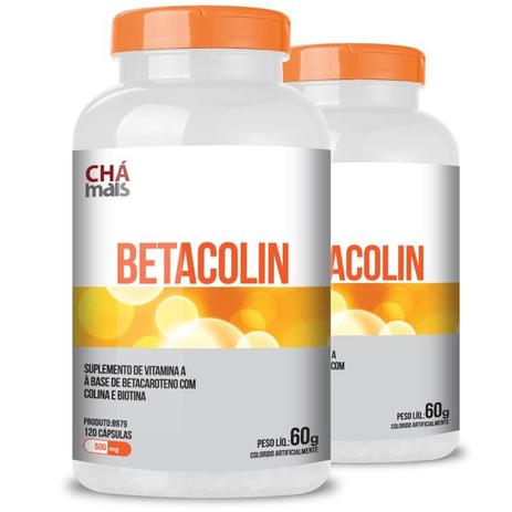 Kit 2 Betacolin Vitamina A 500mg Chá Mais 120 cápsulas Menor preço em Kit 2 Betacolin Vitamina A 500mg Chá Mais 120 cápsulas