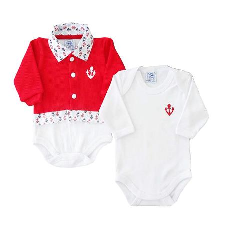 Kit 2 Bodies Manga Longa Prematuro Marinheiro Vermelho - Lene Baby é boa?