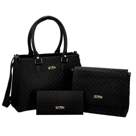 Kit 2 Bolsas Baú e Flat Feminina Alça Removível e Carteira - Selten Menor preço em Kit 2 Bolsas Baú e Flat Feminina Alça Removível e Carteira - Selten