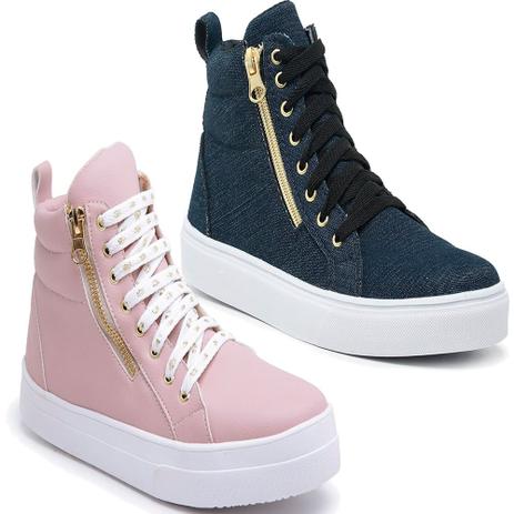 Kit 2 Botinha Fitness Tênis Cano Alto Feminino Rosa - DG - Moda Feminina -  Magazine Luiza