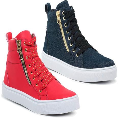 Tenis Cano Alto Vermelho Feminino com Preços Incríveis no Shoptime