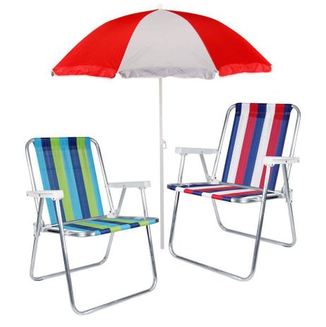 Kit 2 Cadeira Alta Alumínio + Guarda Sol 1,80 m Aço - Mor - Outros Móveis -  Magazine Luiza