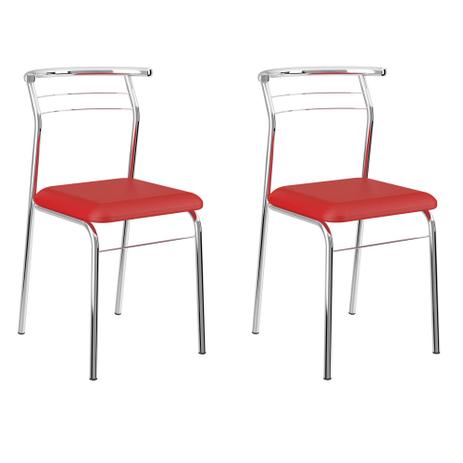 Kit 2 Cadeiras 1708 Vermelho Real/Cromado - Carraro móveis Menor preço em Kit 2 Cadeiras 1708 Vermelho Real/Cromado - Carraro móveis
