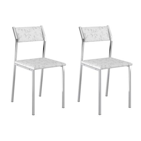 Kit 2 Cadeiras 1709 Fantasia Branco/Cromado - Carraro móveis Menor preço em Kit 2 Cadeiras 1709 Fantasia Branco/Cromado - Carraro móveis