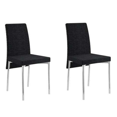 Menor preço em Kit 2 Cadeiras 306 Black Listrado/Cromado - Carraro móveis