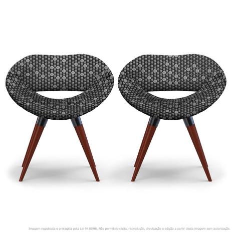 Kit 2 Cadeiras Beijo Colmeia Cinza e Preto Poltrona Decorativa com Base Fixa - Lubrano decor Menor preço em Kit 2 Cadeiras Beijo Colmeia Cinza e Preto Poltrona Decorativa com Base Fixa - Lubrano decor