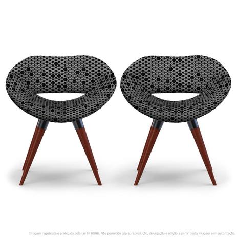 Kit 2 Cadeiras Beijo Colmeia Preto e Cinza Poltrona Decorativa com Base Fixa - Lubrano decor Menor preço em Kit 2 Cadeiras Beijo Colmeia Preto e Cinza Poltrona Decorativa com Base Fixa - Lubrano decor