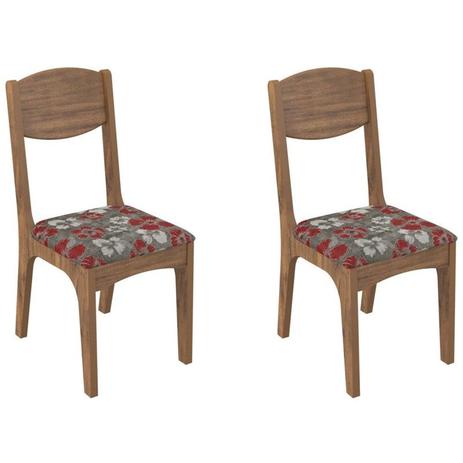 Kit 2 Cadeiras CA12 para Sala de Jantar Nobre/Floral Vermelho - Dalla Costa Menor preço em Kit 2 Cadeiras CA12 para Sala de Jantar Nobre/Floral Vermelho - Dalla Costa