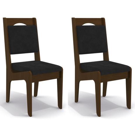 Kit 2 Cadeiras CAD105 para Sala de Jantar Walnut/Jet Black - Kappesberg Menor preço em Kit 2 Cadeiras CAD105 para Sala de Jantar Walnut/Jet Black - Kappesberg
