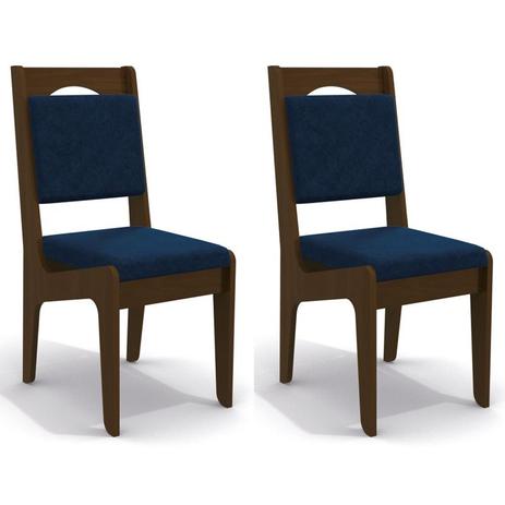 Kit 2 Cadeiras CAD105 para Sala de Jantar Walnut/Marinho - Kappesberg Menor preço em Kit 2 Cadeiras CAD105 para Sala de Jantar Walnut/Marinho - Kappesberg