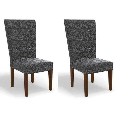 Kit 2 Cadeiras CAD109 para Sala de Jantar Walnut/Gold Floral - Kappesberg Menor preço em Kit 2 Cadeiras CAD109 para Sala de Jantar Walnut/Gold Floral - Kappesberg