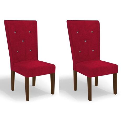 Kit 2 Cadeiras CAD109 para Sala de Jantar Walnut/Vermelho - Kappesberg Menor preço em Kit 2 Cadeiras CAD109 para Sala de Jantar Walnut/Vermelho - Kappesberg