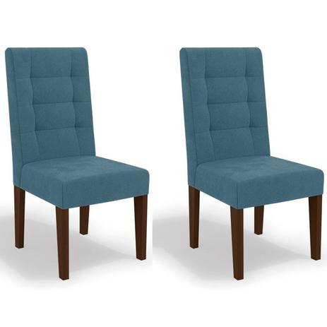 Kit 2 Cadeiras CAD111 para Sala de Jantar Walnut/Azul - Kappesberg Menor preço em Kit 2 Cadeiras CAD111 para Sala de Jantar Walnut/Azul - Kappesberg