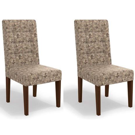 Kit 2 Cadeiras CAD111 para Sala de Jantar Walnut/Flores Marrom - Kappesberg Menor preço em Kit 2 Cadeiras CAD111 para Sala de Jantar Walnut/Flores Marrom - Kappesberg