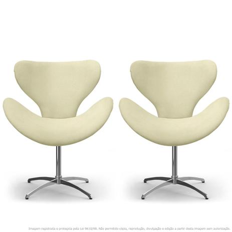 Menor preço em Kit 2 Cadeiras Decorativas Poltronas Egg Areia com Base Giratória - Lubrano decor
