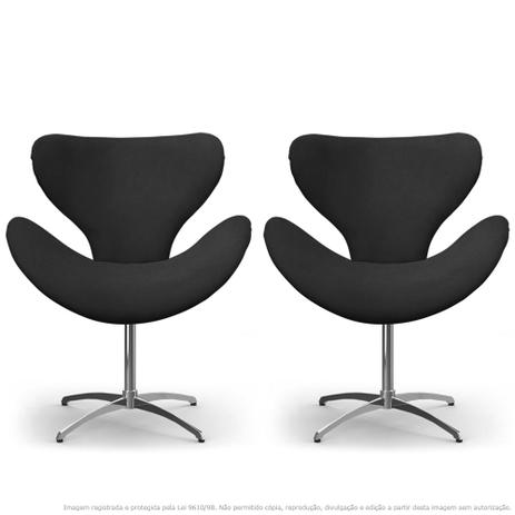 Kit 2 Cadeiras Decorativas Poltronas Egg Cinza com Base Giratória - Lubrano decor Menor preço em Kit 2 Cadeiras Decorativas Poltronas Egg Cinza com Base Giratória - Lubrano decor