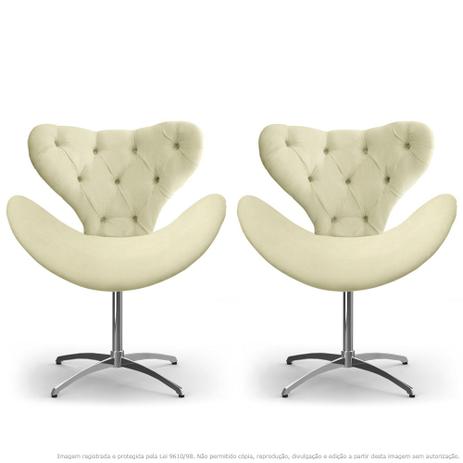 Kit 2 Cadeiras Decorativas Poltronas Egg com Capitonê Areia com Base Giratória - Lubrano decor Menor preço em Kit 2 Cadeiras Decorativas Poltronas Egg com Capitonê Areia com Base Giratória - Lubrano decor