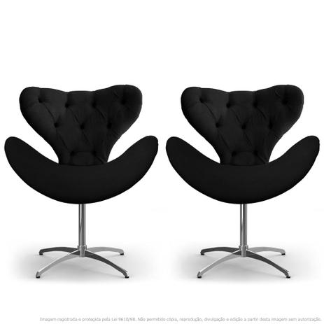 Kit 2 Cadeiras Decorativas Poltronas Egg com Capitonê Preta com Base Giratória - Lubrano decor é boa?
