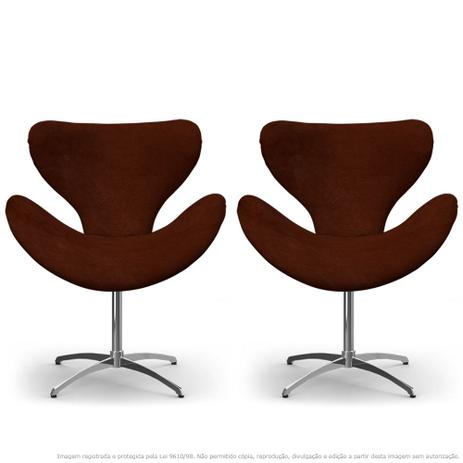 Menor preço em Kit 2 Cadeiras Decorativas Poltronas Egg Marrom com Base Giratória - Lubrano decor