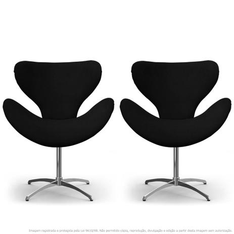 Kit 2 Cadeiras Decorativas Poltronas Egg Preta com Base Giratória - Lubrano decor Menor preço em Kit 2 Cadeiras Decorativas Poltronas Egg Preta com Base Giratória - Lubrano decor