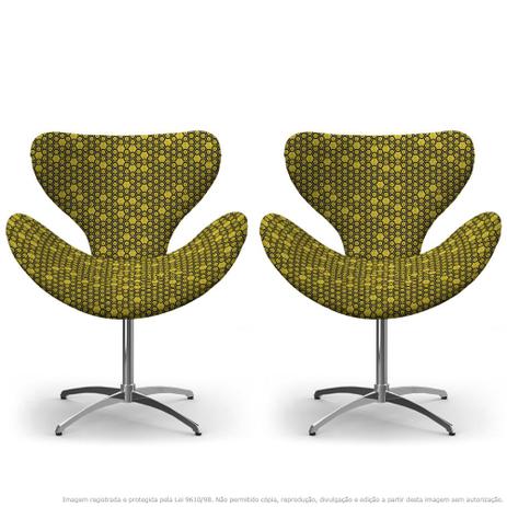 Kit 2 Cadeiras Egg Colmeia Amarelo e Preto Poltrona Decorativa com Base Giratória - Lubrano decor Menor preço em Kit 2 Cadeiras Egg Colmeia Amarelo e Preto Poltrona Decorativa com Base Giratória - Lubrano decor