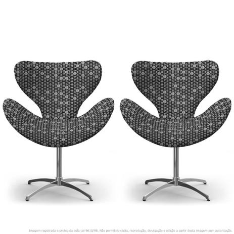 Kit 2 Cadeiras Egg Colmeia Cinza e Preto Poltrona Decorativa com Base Giratória - Lubrano decor Menor preço em Kit 2 Cadeiras Egg Colmeia Cinza e Preto Poltrona Decorativa com Base Giratória - Lubrano decor