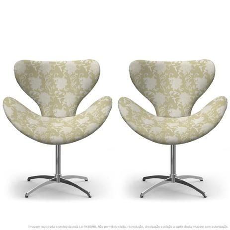 Menor preço em Kit 2 Cadeiras Egg Floral Bege Poltrona Decorativa com Base Giratória - Lubrano decor