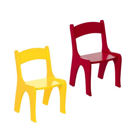 Kit 2 Cadeiras Infantis em MDF - Pintura em Laca Amarelo/Vermelho - Ativa Menor preço em Kit 2 Cadeiras Infantis em MDF - Pintura em Laca Amarelo/Vermelho - Ativa