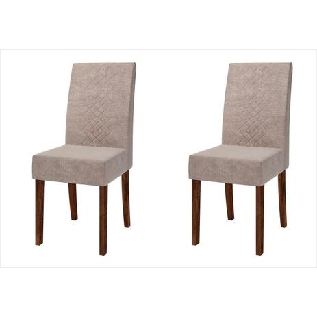 Menor preço em Kit 2 Cadeiras para Sala de Jantar Olimpia Rústico Malbec/Pena Bege - DJ Móveis