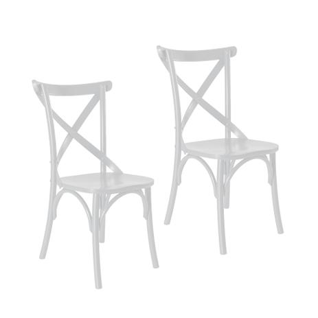 Kit 2 Cadeiras Paris Estilo Vintage em Madeira Maciça - Pintura Laca Branco - Ativa Menor preço em Kit 2 Cadeiras Paris Estilo Vintage em Madeira Maciça - Pintura Laca Branco - Ativa