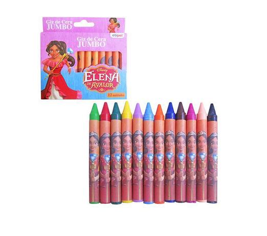 Kit 2 caixas de giz de cera jumbo com 12 cores revestidos - elena de avalor - Etipel Menor preço em Kit 2 caixas de giz de cera jumbo com 12 cores revestidos - elena de avalor - Etipel