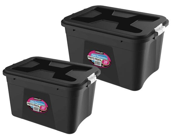 Kit 2 Caixas Organizadoras Preta 20/30 Litros c/ Travas PP Uninjet é boa?