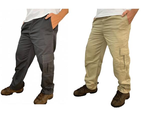Kit 2 Calça Cargo Sarja Unissex Com Elástico e Cordão pra regulagem no Cós (Chumbo/caqui) - TITAN PREMIUM Menor preço em Kit 2 Calça Cargo Sarja Unissex Com Elástico e Cordão pra regulagem no Cós (Chumbo/caqui) - TITAN PREMIUM
