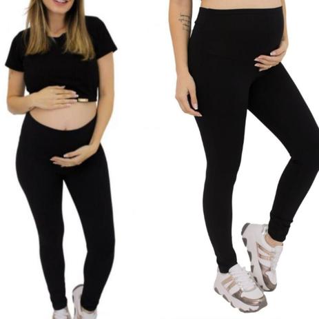 Kit 2 Calças Gestante Gravida Legging Viscolycra Preta - Gestante & Cia Menor preço em Kit 2 Calças Gestante Gravida Legging Viscolycra Preta - Gestante & Cia