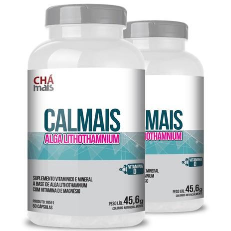 Kit 2 Calmais Alga Lithothamnium 760mg Chá mais 60 cápsulas Menor preço em Kit 2 Calmais Alga Lithothamnium 760mg Chá mais 60 cápsulas
